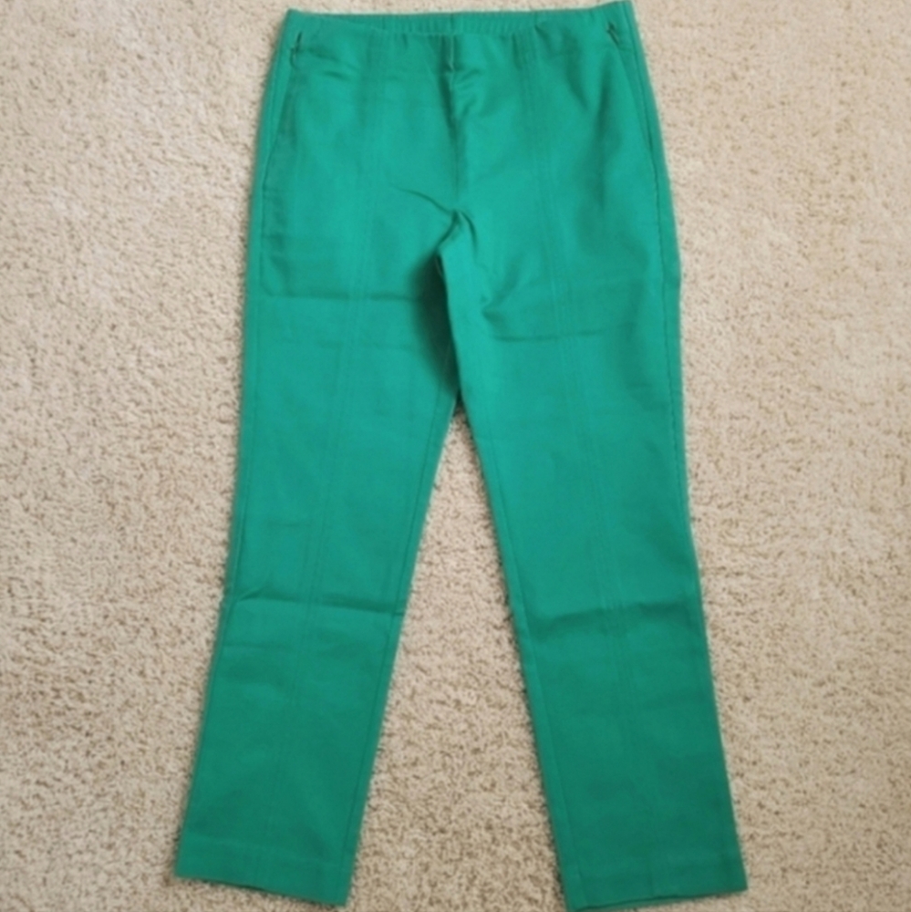 NWT J. Jill Essential Cotton Stretch Pants 6P Fern Green Ankle Slim Leg